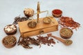 Chinese Apothecary Scales and Herbs and Spices