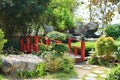 Chinese arbor in the Funchal Botanical Garden. Japanese Garden. Royalty Free Stock Photo