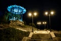 Chinese arbor and stairway at night, Pyatigorsk, Stavropol Krai, Russia Royalty Free Stock Photo