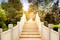 Chinese arch bridge with trees Royalty Free Stock Photo