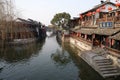 The Chinese architecture and buildings lining the water canals, Xitang town, China