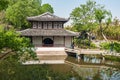 Chinese architecture and creek at Humble Administrators Garden, Suzhou, China