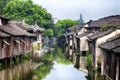 Wuzhen china water town bridge and buildings Royalty Free Stock Photo