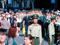 Chinese armed police command traffic in line on Nanjing Road