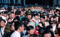 Chinese armed police command traffic in line on Nanjing Road