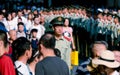 Chinese armed police command traffic in line on Nanjing Road