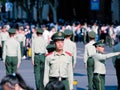 Chinese armed police command traffic in line on Nanjing Road