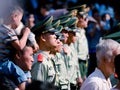 Chinese armed police command traffic in line on Nanjing Road