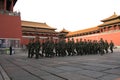 Chinese army march on the square of the Forbidden City