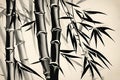 Chinese art Bamboo ink painting in black grey and cream colors Royalty Free Stock Photo