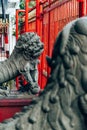 Chinese Art Sculpture Stone Statue in front Temple