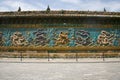 Chinese Asia, Beijing, Beihai Park, ancient buildings, nine dragon wall Royalty Free Stock Photo