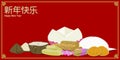 Chinese auspicious dessert on red background.These are used for Chinese auspicious ceremony