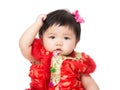 Chinese baby scratch head Royalty Free Stock Photo