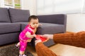 Chinese baby taking red pocket from adult Royalty Free Stock Photo