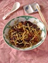 Chinese bacon fried with dried fish