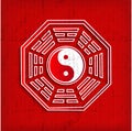 Chinese Bagua symbol on red Royalty Free Stock Photo