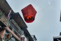 Chinese balloon of happiness climbing up the sky by the candle heat