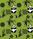 Chinese bamboo and panda seamless background