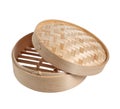 Chinese bamboo steamer basket on white background Royalty Free Stock Photo