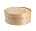 Chinese bamboo steamer basket on white background Royalty Free Stock Photo