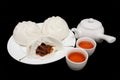 Chinese Barbecued Pork Bun with Teapot and Teacups