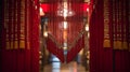 Chinese Beaded Curtain with Red and Gold Tassels