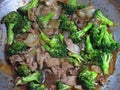 Chinese Beef and Broccoli Stir Fry Food Cooked in a Wok Royalty Free Stock Photo