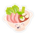 Chinese beef noodle soup cute kawaii vector character Royalty Free Stock Photo