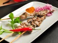 Chinese beef skewer on a white plate Royalty Free Stock Photo