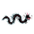 Chinese Black Mystical Fantasy Dragon. cartoon Illustration in childish hand drawn style