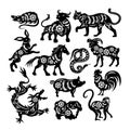 Chinese Black Zodiac Figures Of Sacred Animals