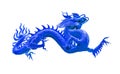Chinese blue dragon isolated on white with clipping path
