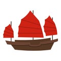 Chinese boat with red sails icon Royalty Free Stock Photo