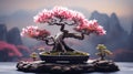 Azalea Bonsai Tree With Bright Pink Flowers - Hd Desktop Wallpaper