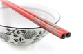 Chinese bowl with chopsticks Royalty Free Stock Photo