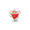 Chinese box noodle cartoon character wearing costume of chef and white hat Royalty Free Stock Photo