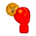 Chinese boxing glove with a dollar coin