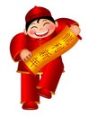 Chinese Boy Holding Scroll Wishing Happy New Ye Royalty Free Stock Photo