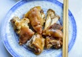 Chinese braised pig trotters in a plate