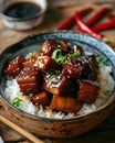 Chinese braised pork belly with rice