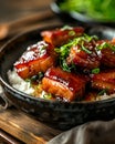 Chinese braised pork belly with rice