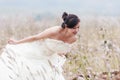 Chinese bride on a field