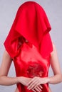 Chinese bride with red veil Royalty Free Stock Photo