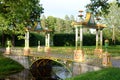 Chinese bridge in Alexander Park in Tsarskoye Selo. Royalty Free Stock Photo