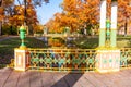 Chinese bridges in autumn foliage in Alexander park, Pushkin Tsarskoe Selo, Saint Petersburg, Russia