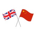 Chinese and British flags on white