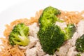 Chinese Broccoli Chicken with egg noodles Royalty Free Stock Photo