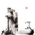 Chinese brush stroke painting freehand