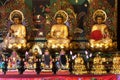 The Chinese Buddhas and God statue in Wat Phanan Choeng,Ayutthaya,Thailand.